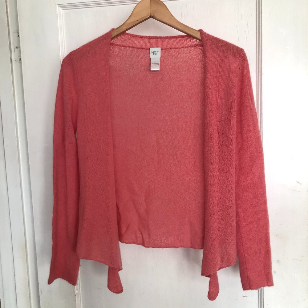 Garnet Hill Cashmere Cardigan, Salmon Pink